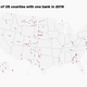 Image of the US with dots in the counties where there is only one bank.
